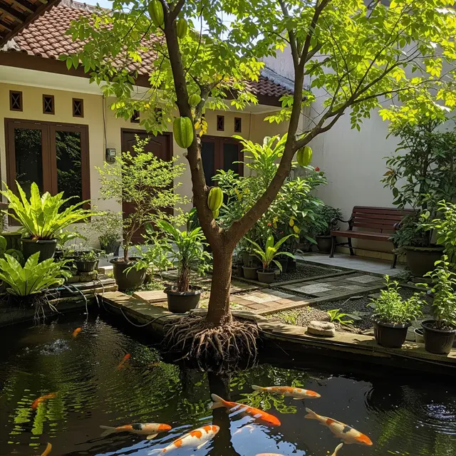 11 Pohon Buah yang Cocok di Dekat Kolam Ikan Tanpa Akar Merusak Struktur