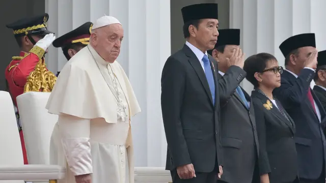Paus Fransiskus tiba di Istana Kepresidenan Jakarta