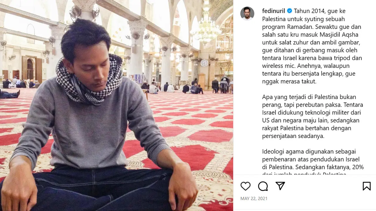 Pengalaman Fedi Nuril di Palestina pada 2014