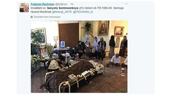 Mantan Kepala BKPM Sanyoto Sastrowardoyo meninggal dunia (Foto: Twitter Fadjroel Rachman)