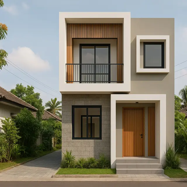 Desain Rumah 6X10 Memanjang 2 Lantai/Ilustrasi gambar oleh AI