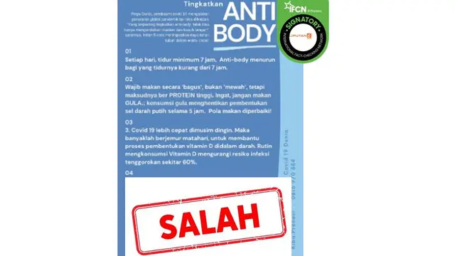 Cek Fakta mencegah covid-19 dengan meningkatkan antibodi