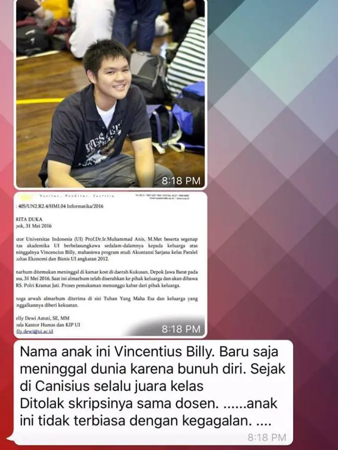 Nilai Kuliah Jeblok, Mahasiswa UI Nekat Bunuh Diri