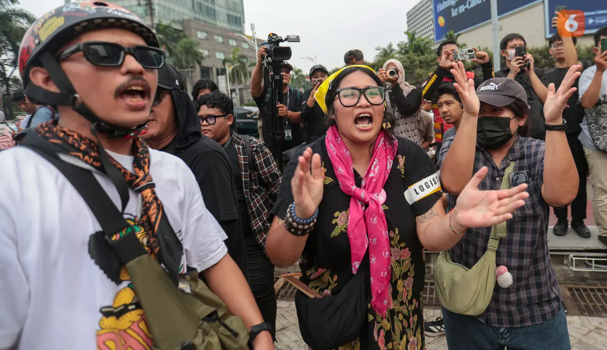 Aliansi Ibu Indonesia turut menyuarakan keresahan di Kawasan Bundaran Hotel Indonesia Jakarta Pusat, Rabu (28/10/2026). (KLY/Budy Santoso)