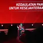 Ketua Umum PDI Perjuangan (PDIP) Megawati Soekarnoputri memberikan pidato dalam Rakernas IV PDIP yang digelar di Jiexpo Kemayoran Jakarta Pusat, Jumat (29/9/2023).
