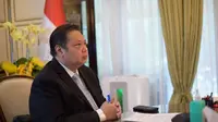 Menteri Koordinator Bidang Perekonomian Airlangga Hartarto dalam acara Indonesia - Singapura Business Forum yang menjadi bagian engagement group B20, Selasa (14/6/2022). (Dok Kemenko Perekonomian)