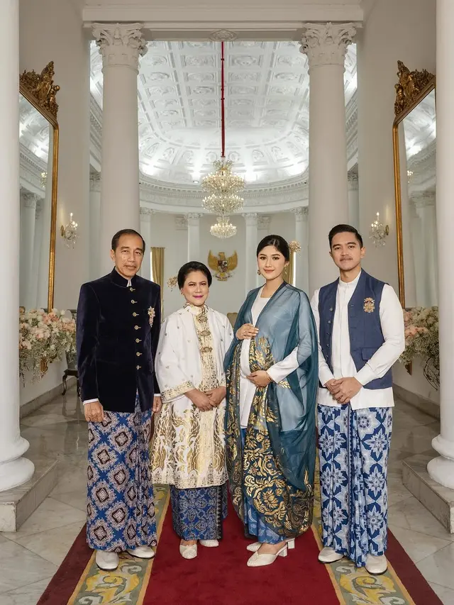 Gaya Erina Gudono dengan Baby Bump dalam Pemotretan Bersama Keluarga Jokowi di Istana Negara yang Baru Terungkap