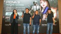 (ka-ki) Country Manager TECNO Indonesia Paul Pan, Bundling Global Brand Management Manager Telkomsel Apri Dinata, Head of Sales TECNO Indonesia Agus Supangat, Head of Electronics & FMCG Shopee Indonesia Putri Lukman pada acara Media Gahtering & Launching TECNO POVA 3 di Jakarta, Senin (20/6/2022) (Dok. Tecno)