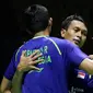 Mohammad Ahsan/Rian Agung Saputro melangkah ke semifinal China Terbuka Super Series Premier 2017. Ahsan/Rian lolos setelah menumbangkan ganda Jepang, Takuro Hoki/Yugo Kobayashi, Jumat (17/11/2017). (PBSI)