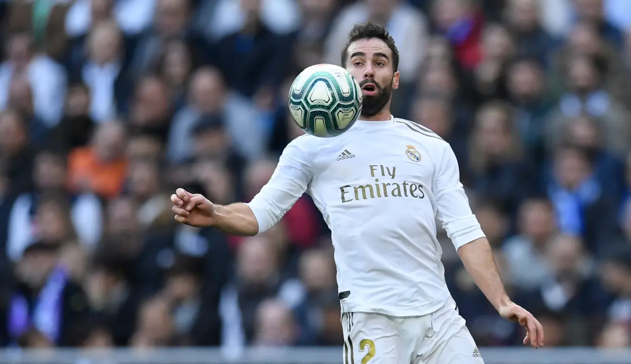 2. Dani Carvajal - Bek kanan asal Spanyol ini tampil konsisten bersama Real Madrid. Memiliki kemapuan dalam umpan silang yang baik,  Carvajal turut menyumbangkan delapan assist dari 41 penampilan bersama Real Madrid musim ini. (AFP/Oscar Del Pozo)
