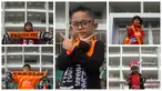 Berikut ini foto kolase gaya The Jakmania Cilik saat menyaksikan laga Persija Jakarta melawan Tampines Rovers pada laga AFC Cup 2018. (Bola.com/Asprilla Dwi Adha)