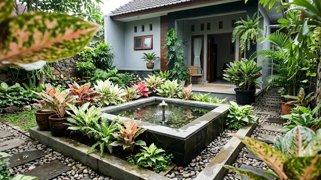 6 Inspirasi Kebun Aglaonema di Sekitar Kolam Minimalis, Estetik dan Menenangkan