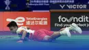 Ginting dibuat takluk dua set langsung oleh Shi Yu Qi dengan skor 17-21, 6-21. (AP Photo/Ng Han Guan)