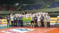 Timnas voli putra Indonesia harus puas menempati posisi runner-up seri kedua SEA V League 2024, setelah takluk&nbsp;1-3 (20-25, 24-26, 22-25, 26-28) dari Thailand di&nbsp;GOR UNY, Yogyakarta, Minggu (25/8/2024) malam WIB. (Bola.com/Ana Dewi)