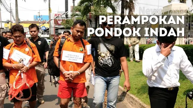Jatanras Polda Metro Jaya melakukan prarekonstruksi kasus perampokan dan penyanderaan di Pondok Indah, Jakarta Selatan.