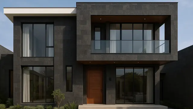 Desain Rumah Mewah dengan Batu Andesit/via Chat GPT