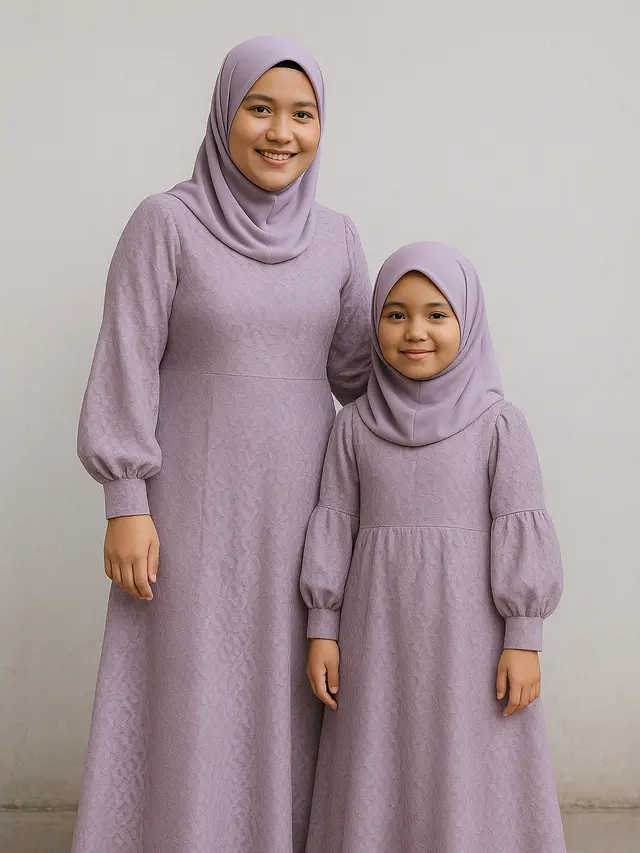 Gamis Brokat dengan Lengan Balon (Foto: Rizka Nur Laily via ChatGPT)