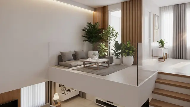 Balkon Kecil di Sudut Ruang Keluarga