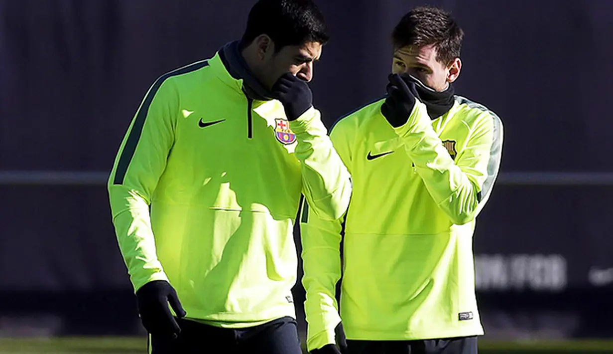 Lionel Messi dan Luis Suarez (EPA/Alberto Estevez)