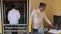 Momen Wakil Bupati Lampung Tengah Sidak ke Kantor Kecamatan Tapi Tak Ada Pegawai Ini Bikin Miris (sumber: TikTok/@barakcodam)