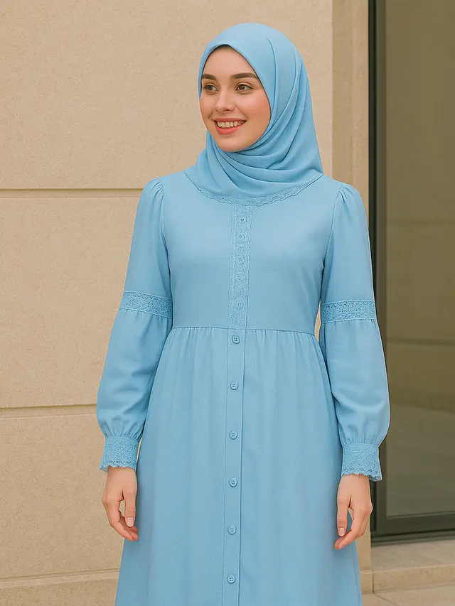 Model Gamis Kancing Depan Sampai Bawah