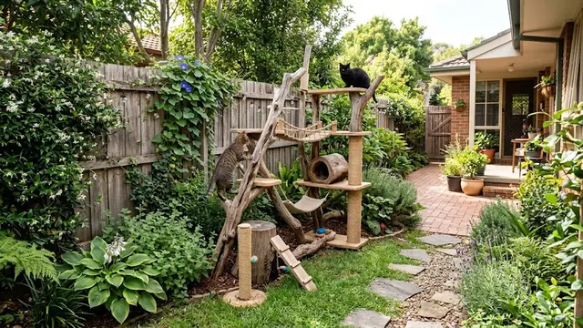 Desain Taman Kecil dengan Area Khusus untuk Kucing Bermain