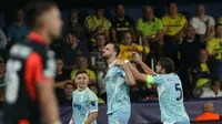 Selebrasi&nbsp;Federico Gatti&nbsp;dalam laga Villarreal vs Juventus di Liga Champions, Kamis (2/10/2025). (AP Photo/Alberto Saiz)