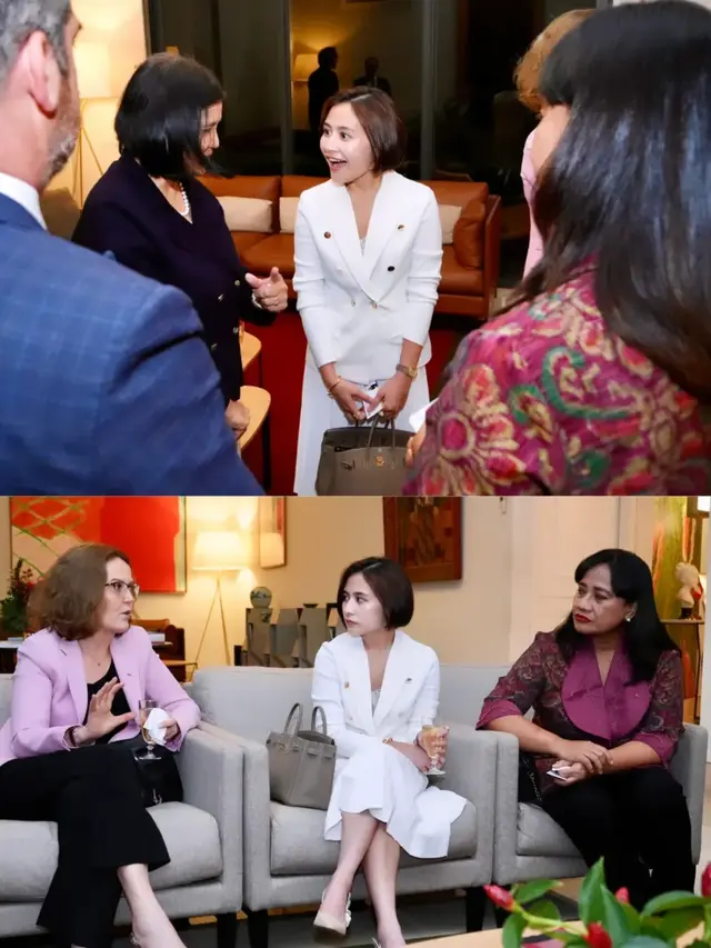 Aura Lady Boss Prilly Latuconsina Saat Diskusi Bersama Kedubes Prancis, Elegan dengan Bob Pendek dan Birkin Ikonis