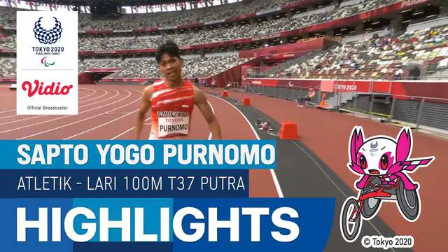 Berita video atlet Indonesia, Saptoyoga Purnomo melaju ke babak final di cabang olahraga atletik nomor lari 100 meter putra klasifikasi T37 di Paralimpiade Tokyo 2020, Jumat (27/8/2021).