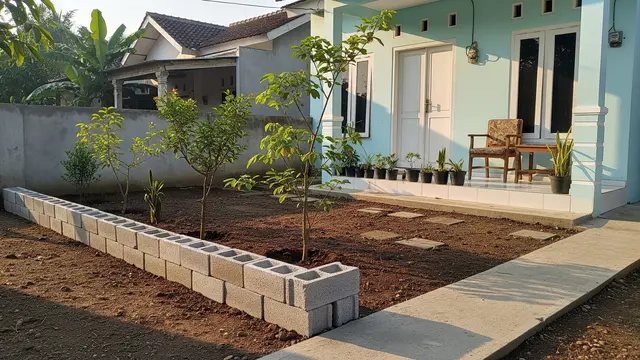 Ide Pembatas Akar Murah untuk Rumah Tipe 36 Model Menggunakan Batako Sisa Bangunan