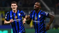 Menjamu Feyenoord, Inter Milan tampil impresif. Laga baru berjalan delapan menit, I Nerazzurri sudah berhasil membuka keunggulan lewat aksi Marcus Thuram. (PIERO CRUCIATTI/AFP)