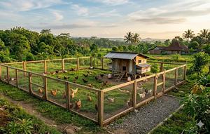 Desain Kebun Ayam dengan Pagar Tinggi (created by AI)