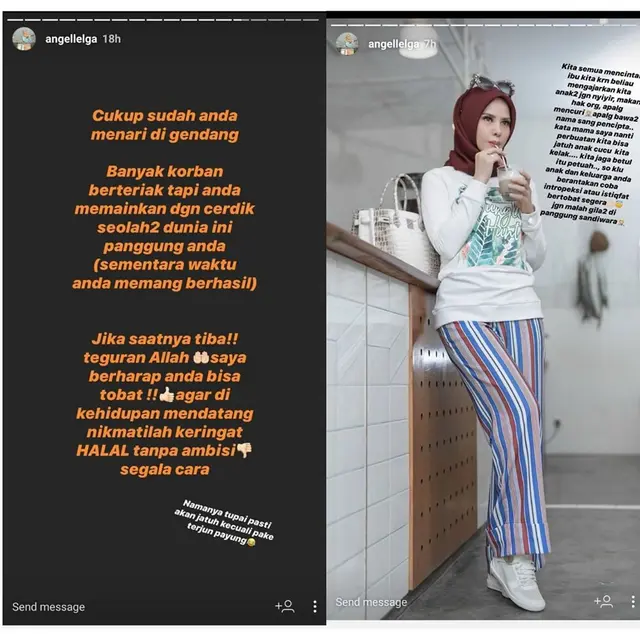 Unggahan Angel Lelga. (Foto: Instagram @lambe_turah)