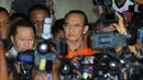 Ekspresi mantan Menteri Agama, Suryadharma Ali saat memberikan keterangan di gedung KPK, Jakarta, Jumat (10/4/2015). Suryadharma Ali ditetapkan sebagai tersangka kasus dugaan korupsi penyelenggaraan haji tahun 2012-2013. (Liputan6.com/Herman Zakharia)