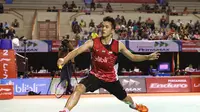 Pebulu tangkis Pelatnas Cipayung Jonatan Christie lolos ke semifinal Kejurnas PBSI, Jumat (11/12/2015). (Liputan6.com/Humas PP PBSI)