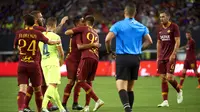 Selebrasi Pemain AS Roma Saat Kalahkan Barcelona (AFP)