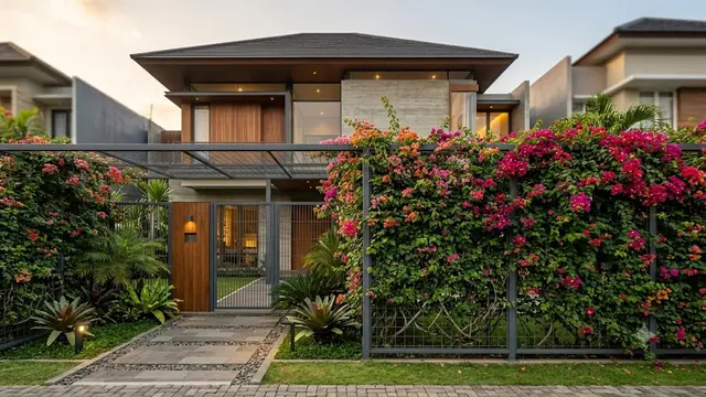 Desain Pagar dengan Tanaman Berduri sebagai Pengaman Alami Rumah