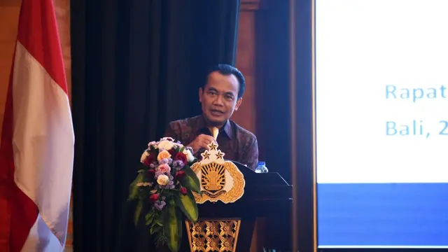 Sekretaris Kementerian Koordinator Bidang Perekonomian Susiwijono Moegiarso dalam Rapat Kerja Teknis PROPAM POLRI 2023, Kamis (2/03).