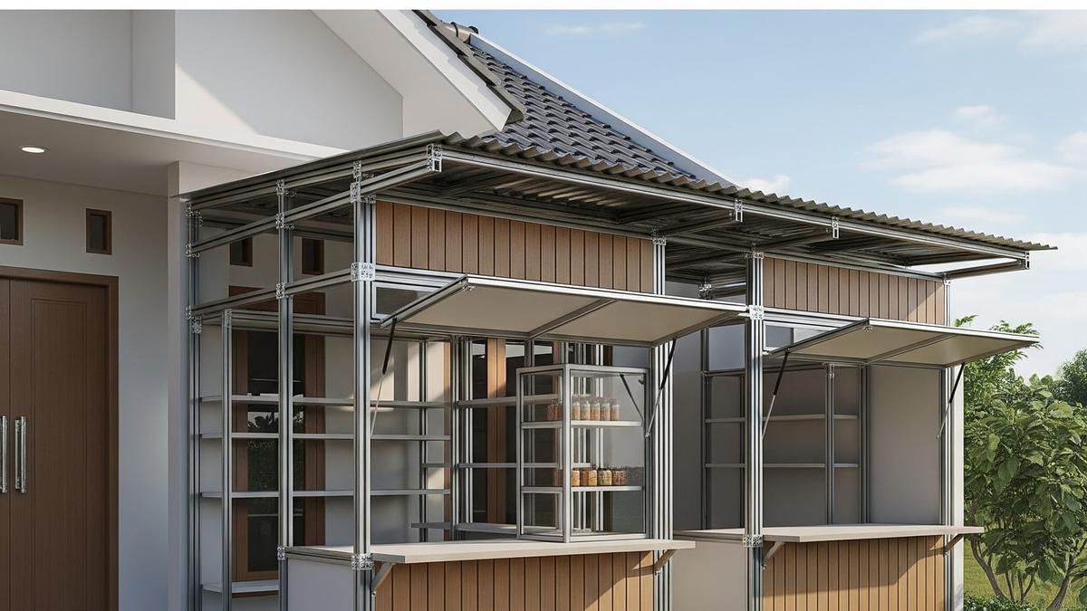 7 Desain Warung Baja Ringan Sederhana Depan Rumah, Praktis dan Tahan Lama