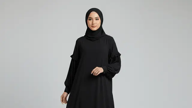 Model Gamis Monokrom Modern Hijabers Elegan by Gemini