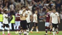 Manchester United (MU) kalah dari West Ham United. (Bola.com/Dok.AP Photo/Ian Walton).