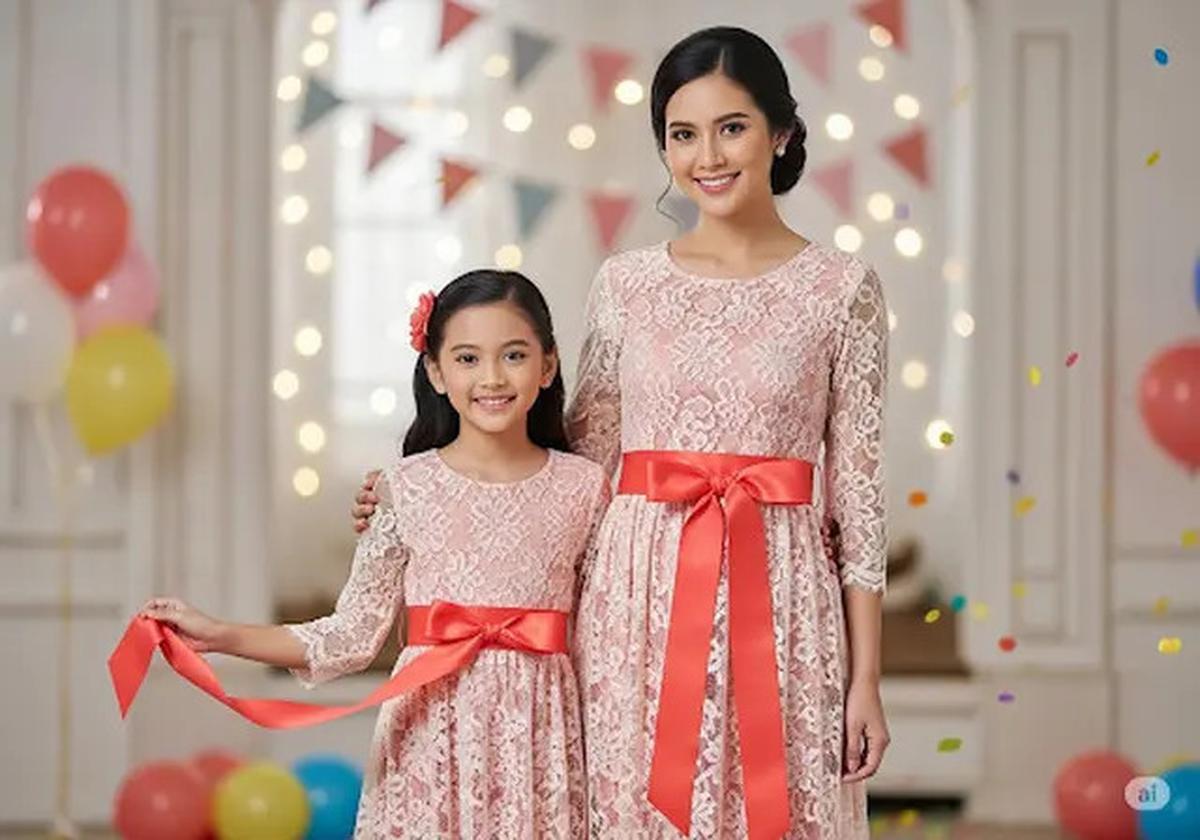 10 Model Baju Brokat Anak Kembaran dengan Ibu untuk Pesta yang Anggun dan Elegan