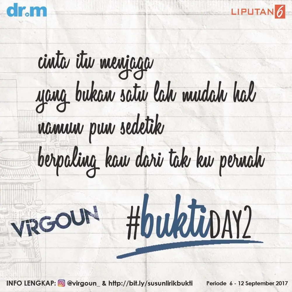 Puzzle lirik lagu baru Virgoun, Bukti Day 2. (DR M)