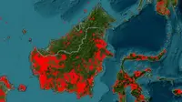 Penampakan Sebaran Titik Panas dari NASA di Kalimantan