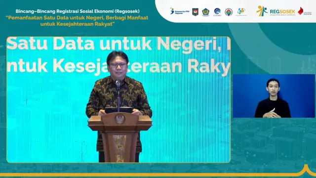 Kepala Badan Pusat Statistik (BPS) Margo Yuwono  dalam Bincang-bincang Registrasi Sosial Ekonomi bertajuk Pemanfaatan Satu Data Untuk Negeri, Berbagi Manfaat untuk Kesejahteraan Rakyat, di Jakarta, Senin (10/10/2022).