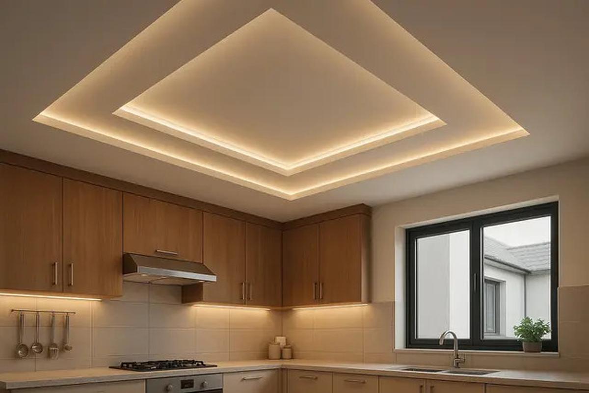 7 Model Plafon PVC Dapur dengan Lampu LED Tersembunyi, Bikin Ruangan Lebih Elegan dan Modern