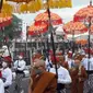 Ribuan umat Buddha tumpah ruah dalam arak-arakan Hari Raya Waisak, Senin (16/5/2022). Arak-arakan digelar dari Candi Mendut ke Candi Borobudur di Kabupaten Magelang, Jateng. (Liputan6.com/ Ist)