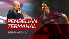 Berita motion grafis 5 pembelian termahal Pep Guardiola, Zlatan Ibrahimovic nomor satu.