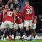 Bruno Fernandes merayakan gol Matheus Cunha di laga Chelsea vs Manchester United di pekan ke-33 Liga Inggris 2025/2026 di Stamford Bridge, Minggu (19/04/2026) dini hari WIB. (AP Photo/Kirsty Wigglesworth)