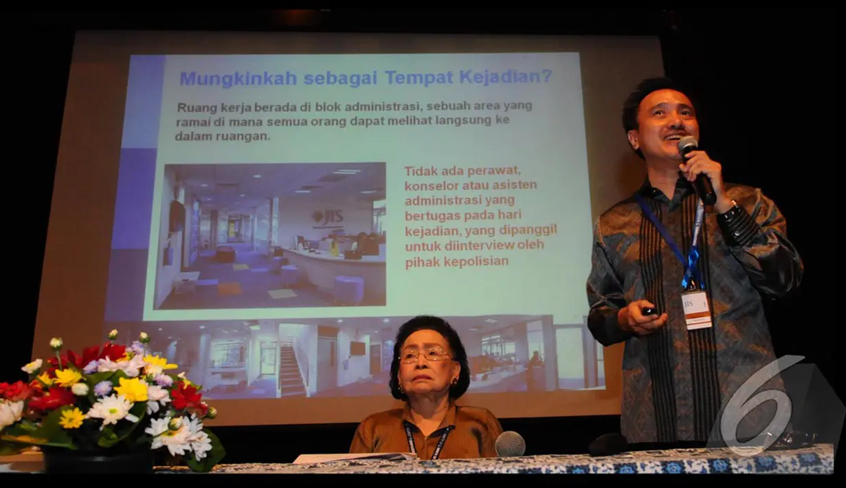 Pihak JIS meragukan keterangan yang disampaikan oleh korban tentang tempat kejadian perkara. Menurut pihak JIS sangat tidak mungkin karena tempat tersebut sangat ramai, Jakarta, Kamis (24/07/2014) (Liputan6.com/Andrian M Tunay)